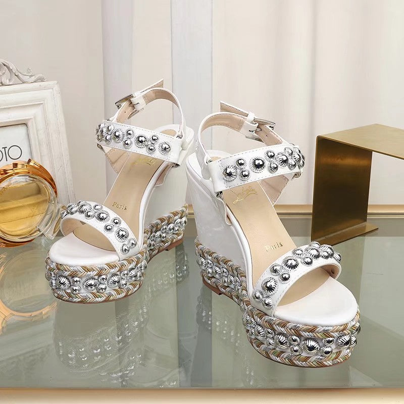 Christian Louboutin Studded Wedge Heels