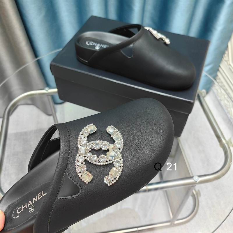 Chanel Crystal Logo Clogs
